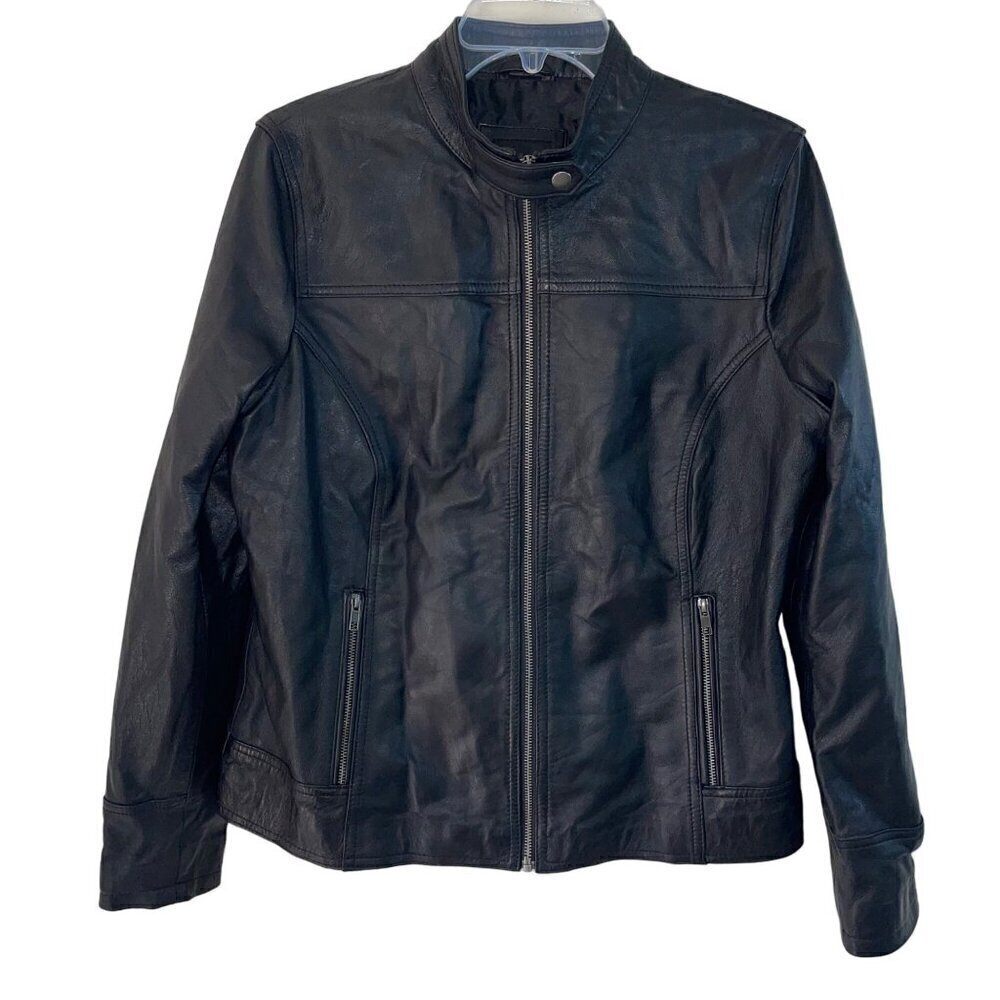 Cava Womens Jacket Size 2XL Black Moto Leather Full Zip Pockets Casual